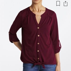 Elaina Tie Front Button Down Knit Top size XXL